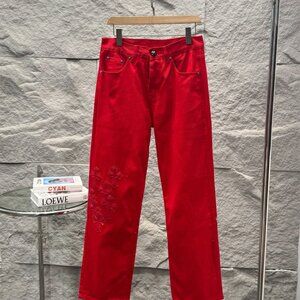 New Chrome Hearts Cross Patch Red Jeans